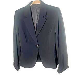 Elie Tahari‎ Black Virgin Wool Blazer Classic Professional Quiet Luxury Sz M